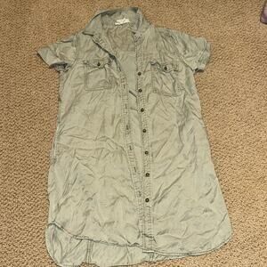 C&C button up green dress- size medium